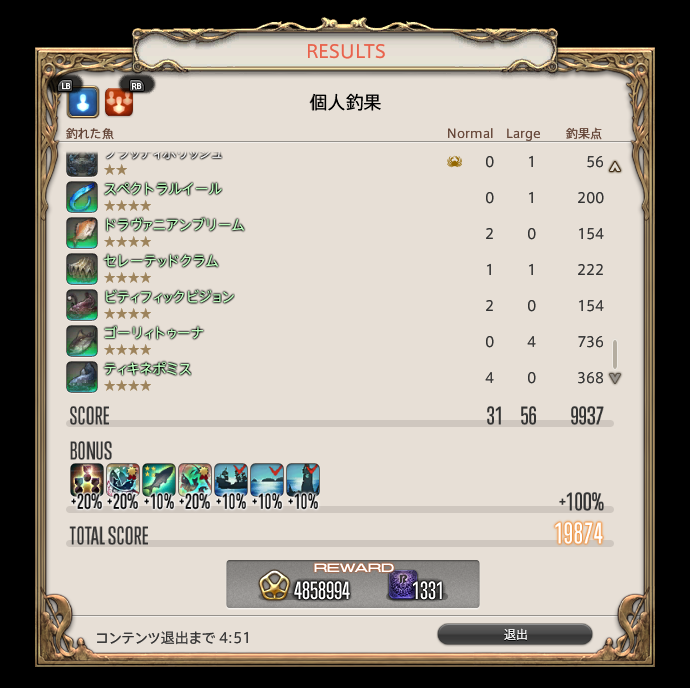 オーシャンフィッシング スコア 19800点