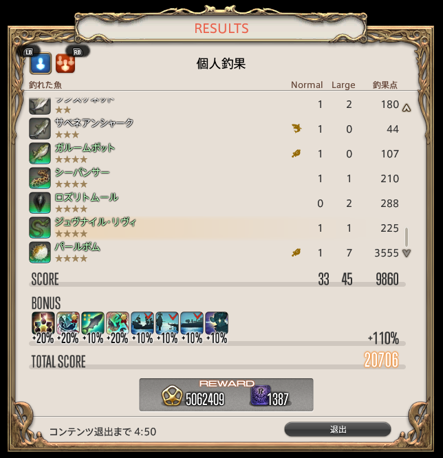 オーシャンフィッシング スコア 20000点